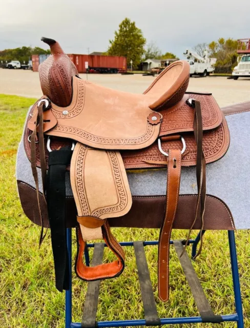 Youth-Kids 10" to 13" Western Ranch Leather Horse Saddle Deep Seat Free Shipping