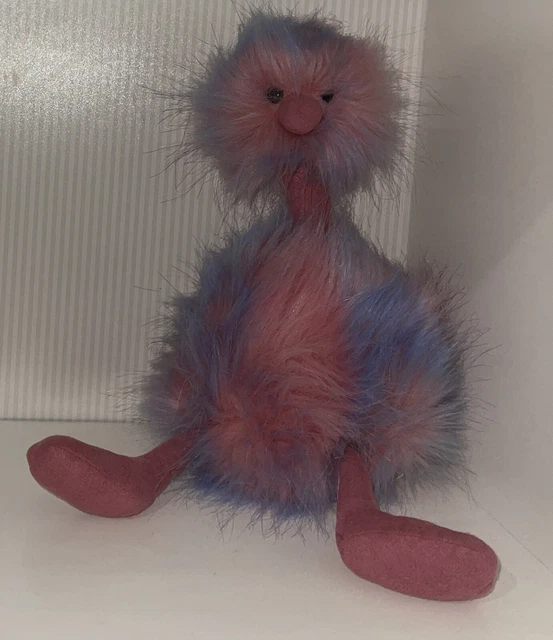 Jellycat 14” PomPom Cotton Candy Ostrich Emu Plush Stuffed Bird Purple/Blue/Pink