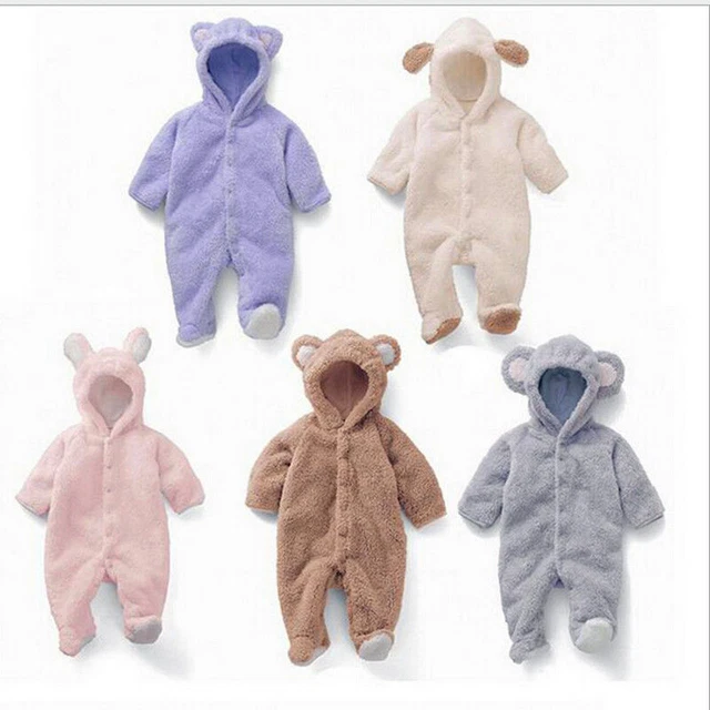 Newborn Baby Boy Girl Kids Bear Hooded Romper Jumpsuit Bodysuit Clothes Outfits.
