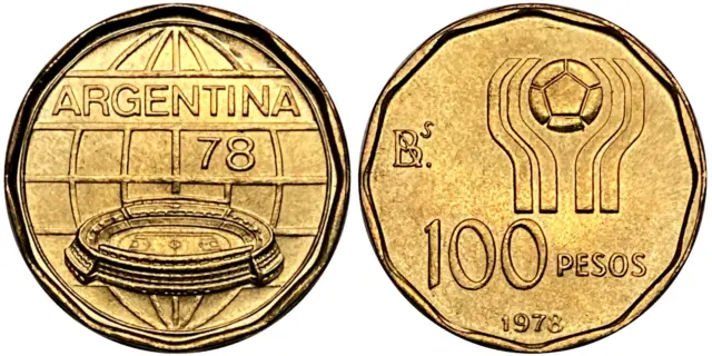 Unc 1978 Argentina 100 Pesos Soccer Nice Coin A4