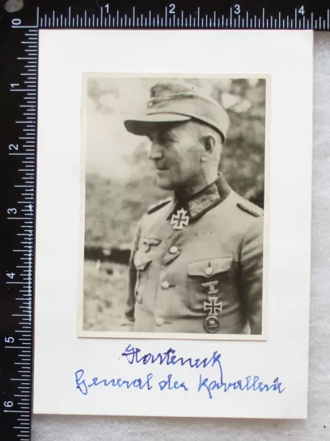 Ww2 German Army Knights Cross General Gustav Harteneck Signed Photo Autograph