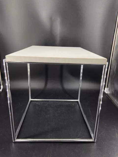 Vintage Beistell-Tisch Chrom Weiß Retro Holz Klein Metall Stahlrohr Chrome