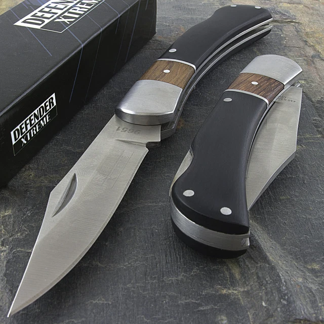 7& PREMIUM WOOD HANDLE TACTICAL CLIP POINT FOLDING POCKET KNIFE Blade