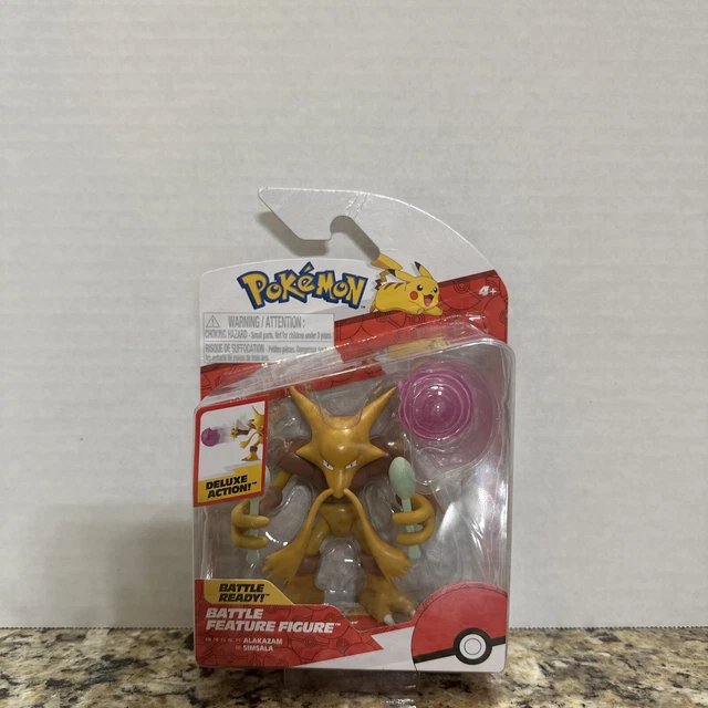 Pokemon Alakazam Battle Feature Figure - 4.5 inch Alakazam Battle Ready Figure with Psychic Blast Accessory