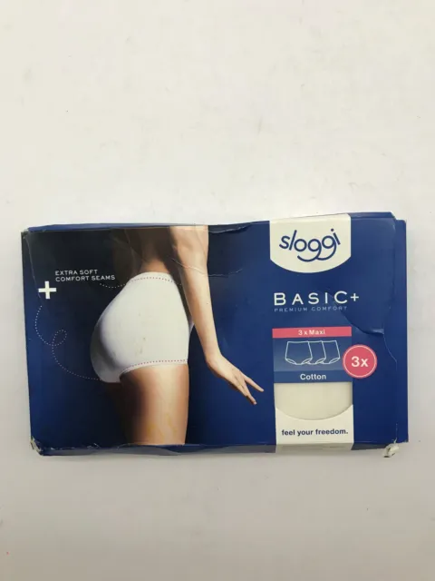 Sloggi Women's Basic Maxi 3 Pack plain Basic+ premium comfort Knickers, White, S