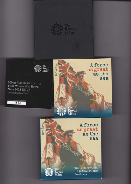 Boxed Royal Mint 2015 Piedfort Silver Proof Royal Navy £2 Coin With Certificate 3