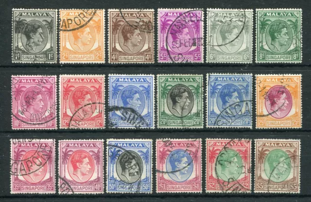 SINGAPORE 1948-52 PERF 17½ x18 SET OF (21) TO $5 SG16/30 FINE USED