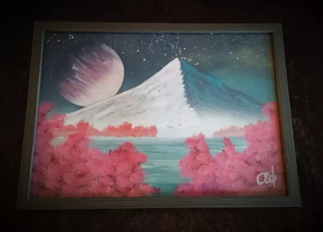 Spray Art - Papier photo sous cadre : Galactic Pink Landscape