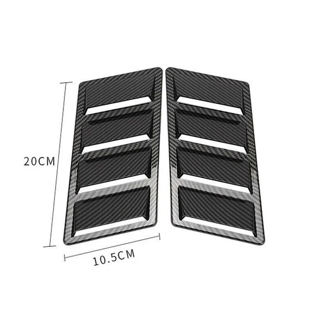 2×Carbon Fiber Car Hood Panel Air Flow Vent Scoop Intake Louver Bonnet Cover Set