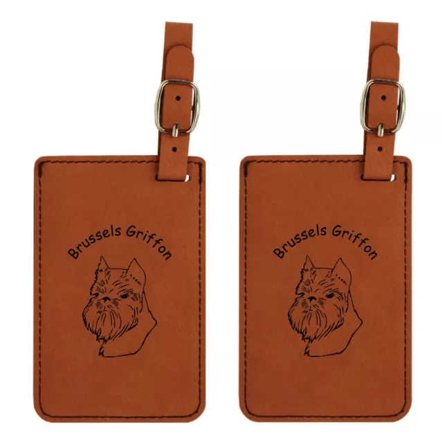 L2005 Brussels Griffon Head Luggage Tags 2Pk FREE SHIPPING 20 Breeds Available