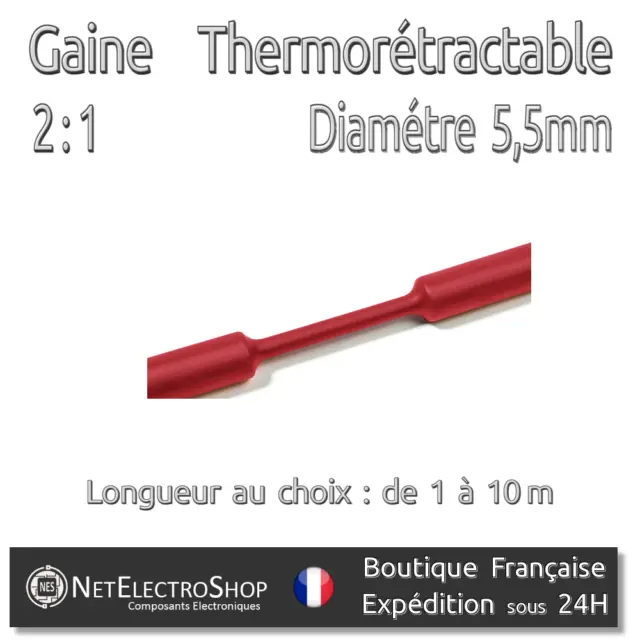 Gaine Thermorétractable 2:1 - Diam. 5,5 mm - Rouge - 1 à 10m #130