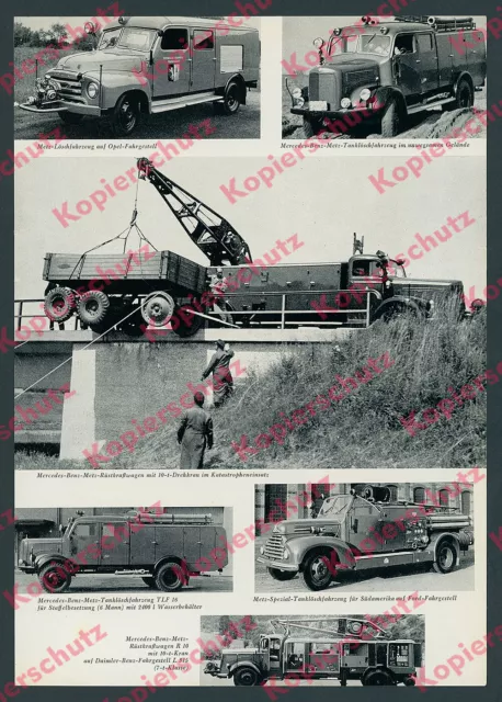 Feuerwehr Fahrzeuge Mercedes-Benz Carl Metz Drehkran Hanomag Magirus Rettung ´56