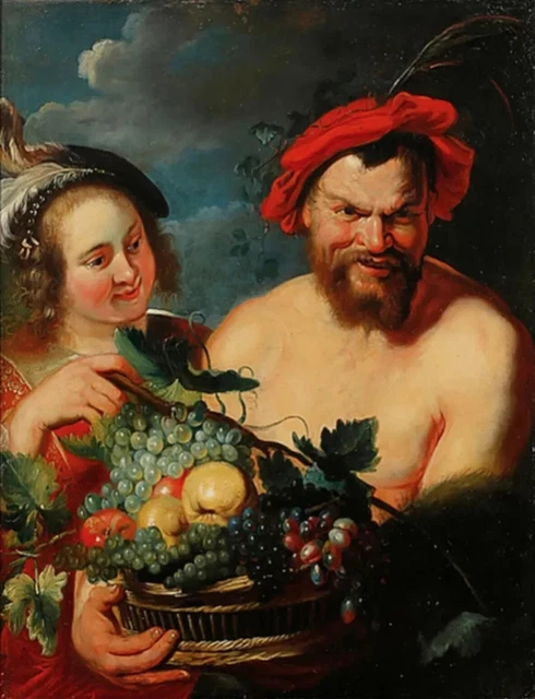 Painting Allegorical Motifs with Bacchus Style  Baroque From Holland Mid-19th Ce 2