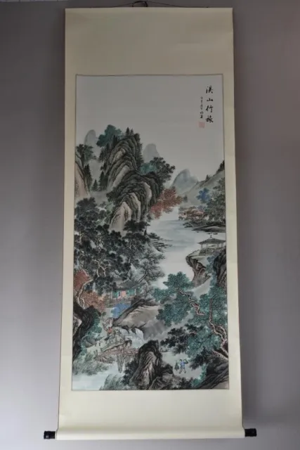 Beautiful Chinese Landscape, Scroll & Painting, 68"x28", paper & silk, seal