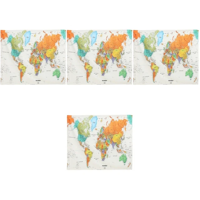 4x Lasting Colorfast World world map tapestry for Gift Option