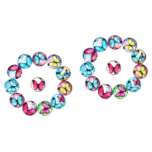 2x Schmuck Machen Zubehör Cabochons Flatback Charme Keychain Charme Glas Snaps