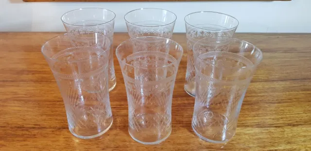 Six Lady Hamilton Pall Mall Glasses Beakers for Cordial, Lemonade or Beer C1915