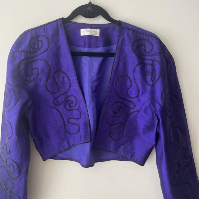 Women’s Crop Jacket 12  Pure Silk Lined Long Sleeve