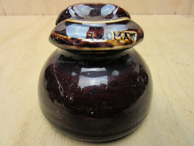 LARGE Vintage THOMAS Porcelain Insulator BROWN