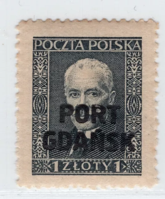 Poland 1930 Port Of Danzig Gdansk Scarce 1K19 Mosicki Ovpt Very Fine Mint Hinged
