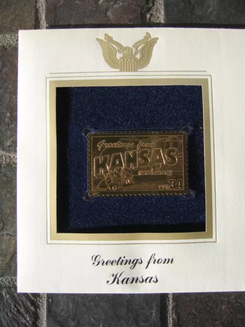 KANSAS Greetings From America replica 22 kt Gold Stamp FDI FDC Golden COVER