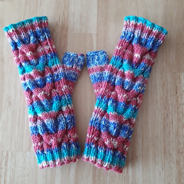 handgestrickte Armstulpen, Pulswärmer, 6-fach Sockenwolle - neu -