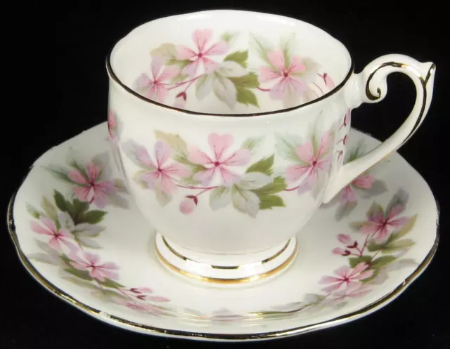 Queen Anne 'Genevieve' Pink Flowers Demitasse Cup & Saucer