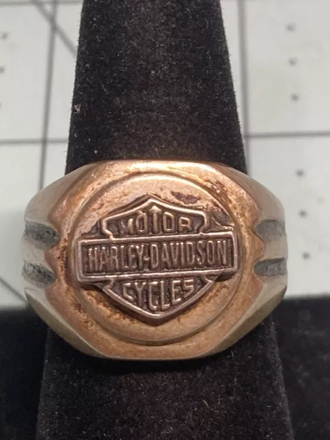 Vintage Sterling Silver Harley Davidson Ring Size 9 Very Thick