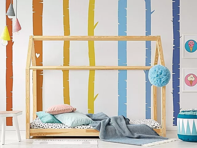 Colorful Birch Tree Wall Rainbow Wall Decals, Stickers, Wall Art Decoration 478