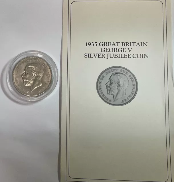 1935 Great Britain 0.500 Silver Jubilee Crown George World Coin INC COA - No Res