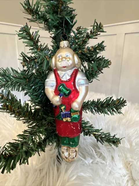 Vintage Mercury Glass Santa Toy Maker Cobbler Train Christmas Tree Ornament