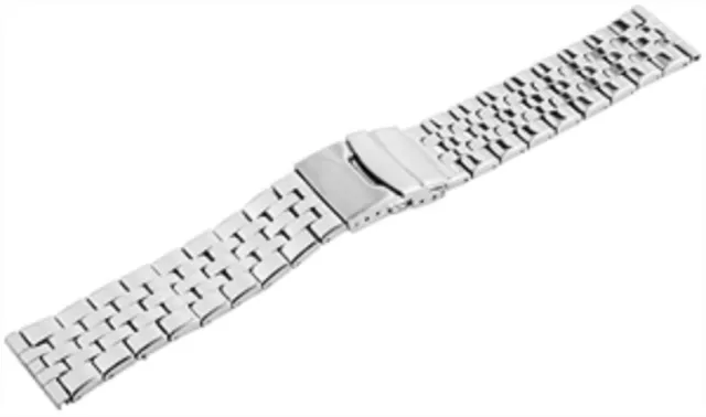 Uhrenarmband Edelstahl 24mm. silber poliert, Gliederband,Sicherheitsschließe.