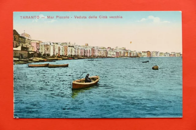 Cartolina Taranto - Mar Piccolo - Veduta della Città vecchia - 1917 ca.