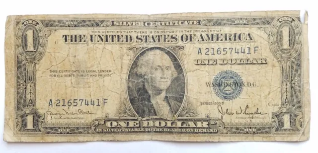 1935 D Blue Seal $1 One Dollar Silver Certificate Bill - Old Paper Money