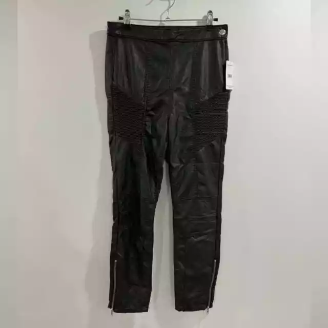 NWT Free People Women Black Kaelin Moto Skinny Faux Leather Pant Size 6