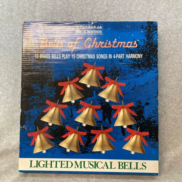 🔔 Mr. Christmas 10 Bells of Christmas 15 Song Lighted Musical Brass 1991 TESTED