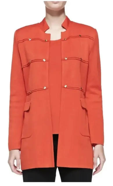 NWT MISOOK Women's Orange Acrylic Blend Studded Knit Jacket Top Size 2X $398