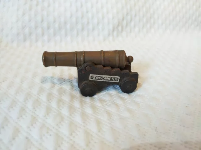 Vintage Mini Cannon Collectible Brass Cast Iron Staugustine Fla 3"