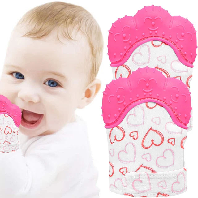 Teething Mitten 2 Pcs-Baby Glove Stimulating Teether Toys for Boys & Girls-Teeth