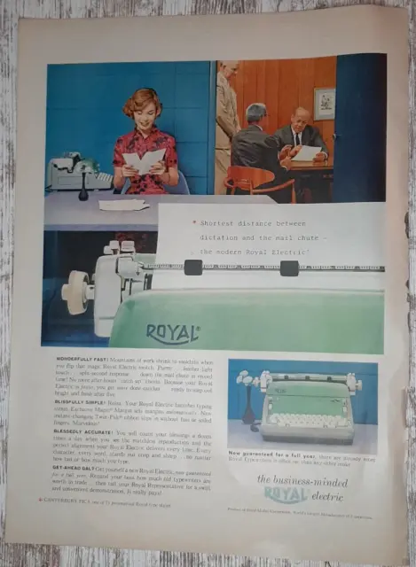 1959 Royal Typewriter Vintage Print Ad Electric Dictation Secretary Business