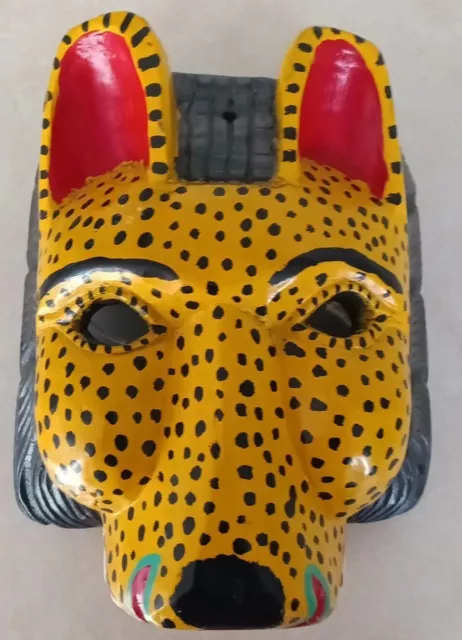 Leopard Hand Carved Wooden Mask Mexico/S. America?  Primitive