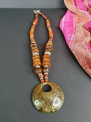 Old Amber Resin Necklace …beautiful collection and accent piece 2