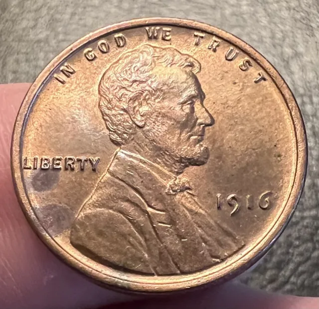 1916 Lincoln Wheat Cent BU Spot Red Brown LC2