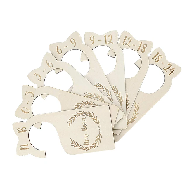 7 Pièces Bébé Vêtements Taille Cintre Organisateur Bois pour Garde-robe