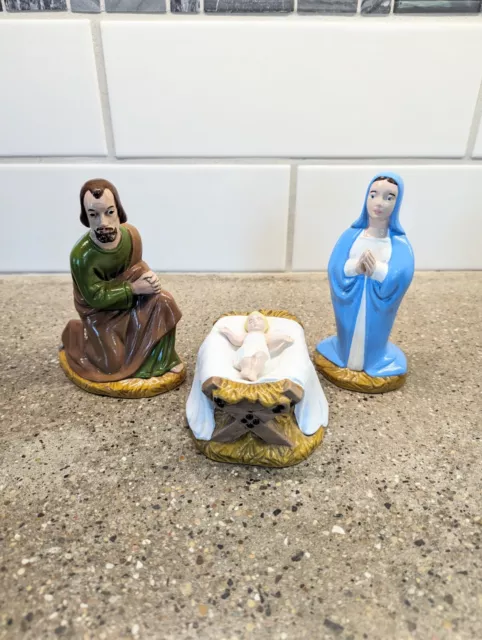 Vintage Holland Mold Ceramic Christmas Nativity Mary Joseph Jesus Holy Family