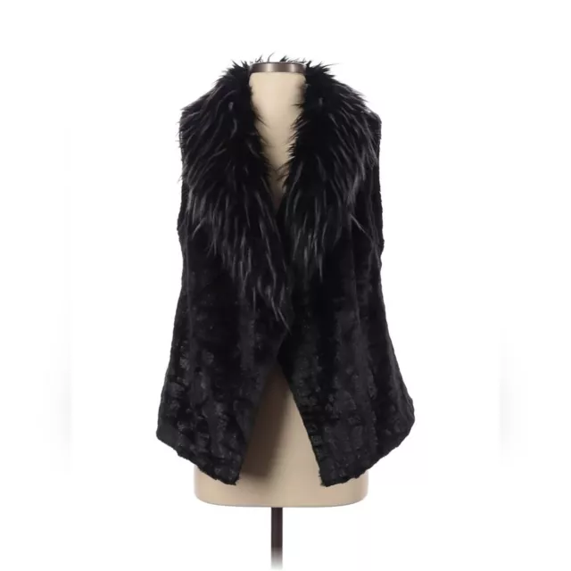 EUC Faux Frenzi by Dena women's faux fur vest, S, black