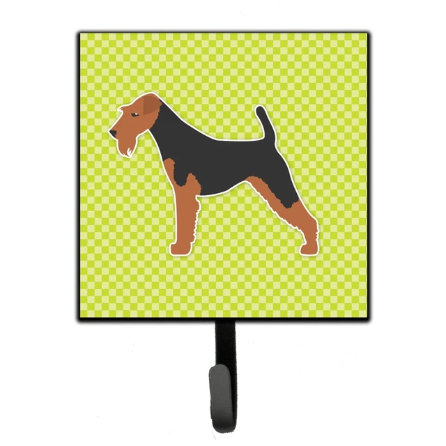 "Caroline's Treasures Welsh Terrier Checkerboard Green Leash or Key Holder BB...