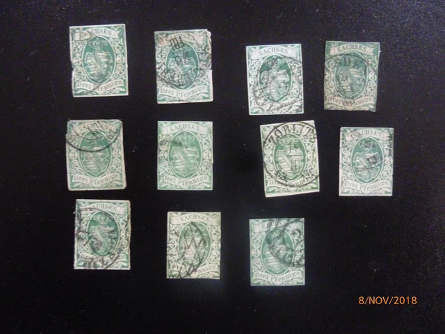 sachsen  posten  mit 11 x mi. nr. 2  michelwert ca. 1190€  unbestimmt