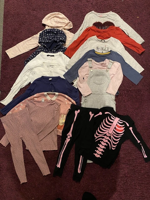 Girls Clothes Bundle Age 3-4 years dungarees long sleeve tops cardigans hoodie