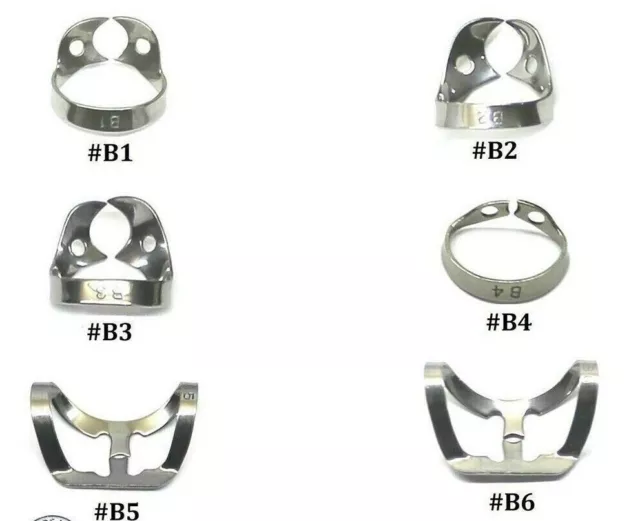 10PCS Dental Rubber Dam Clamps B1,B2,B3,B4,B5,B6 Endodontic Surgical Instrument